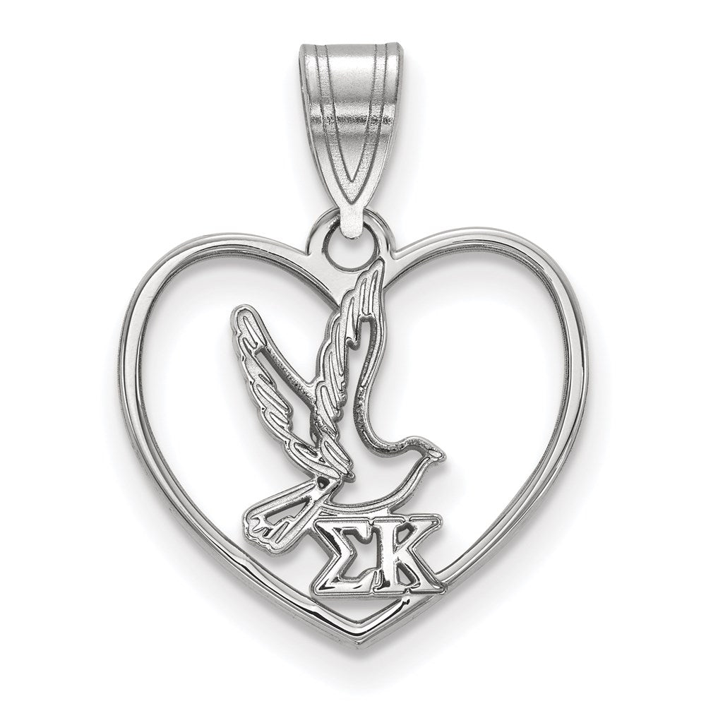Sterlingsilber Rhodiniert Logoart Sigma Kappa Sorority Symbol Herz Anhänger