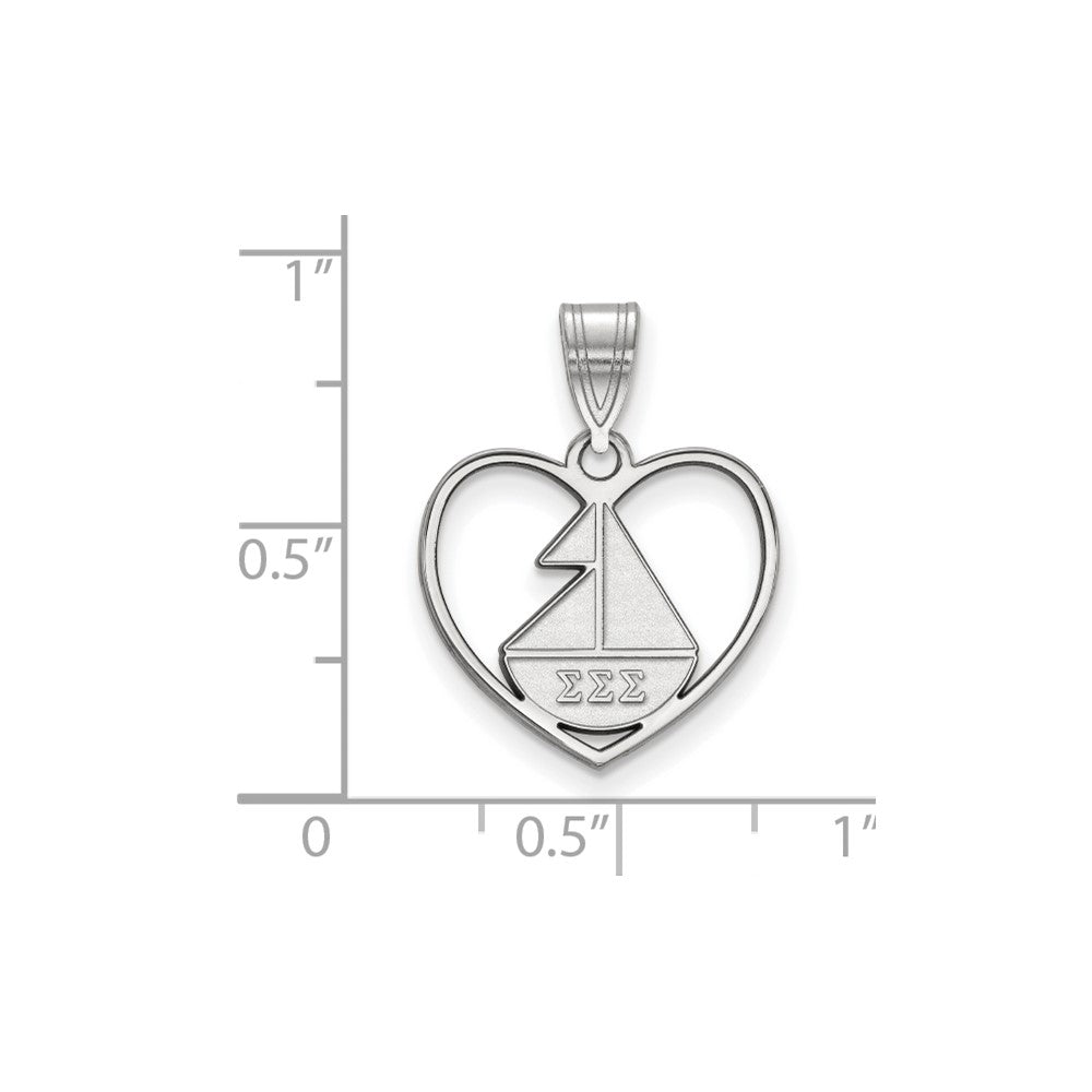 Sterlingsilber Rhodiniert Logoart Sigma Sorority Symbol Herz Anhänger