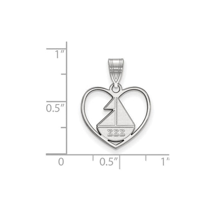 Sterlingsilber Rhodiniert Logoart Sigma Sorority Symbol Herz Anhänger