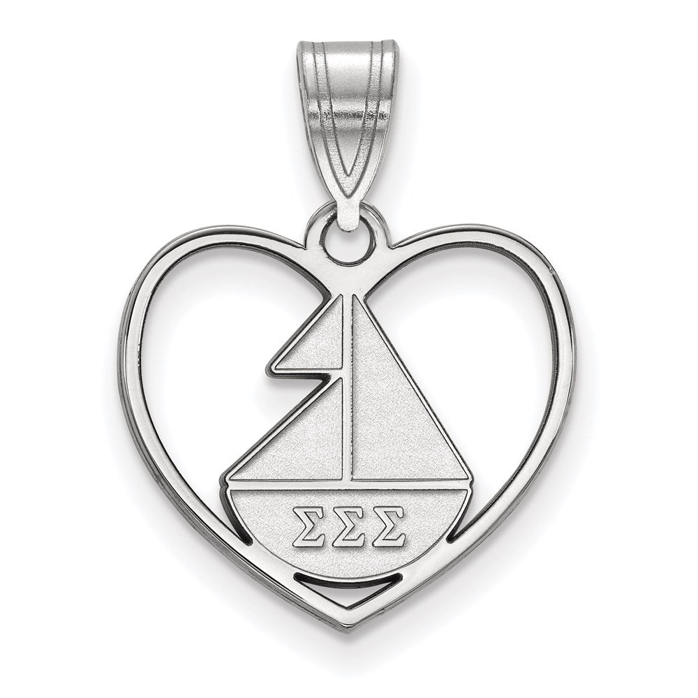 Sterlingsilber Rhodiniert Logoart Sigma Sorority Symbol Herz Anhänger