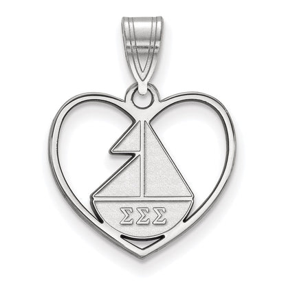Sterlingsilber Rhodiniert Logoart Sigma Sorority Symbol Herz Anhänger