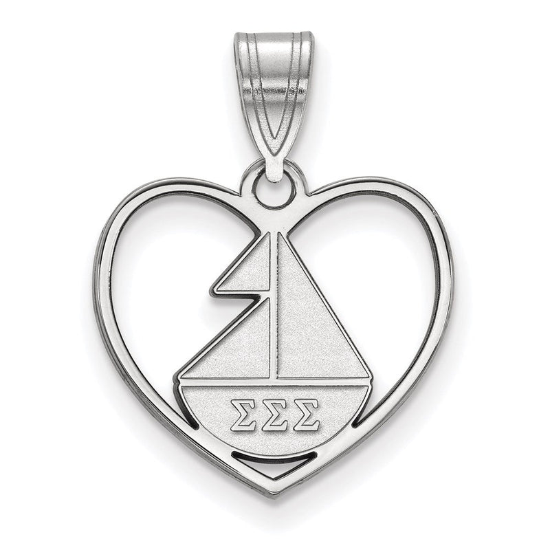 Sterlingsilber Rhodiniert Logoart Sigma Sorority Symbol Herz Anhänger
