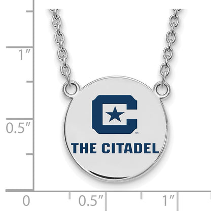 Sterlingsilber S. Rhodiniert P Logoart The Citadel Groß Emaille Anhänger Halskette
