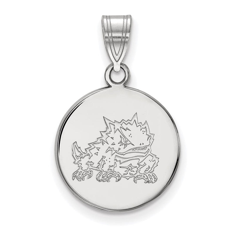 10K Weißgold Logoart Texas Christlich University Gehörnt Frosch Mittel Plättchen Anhänger