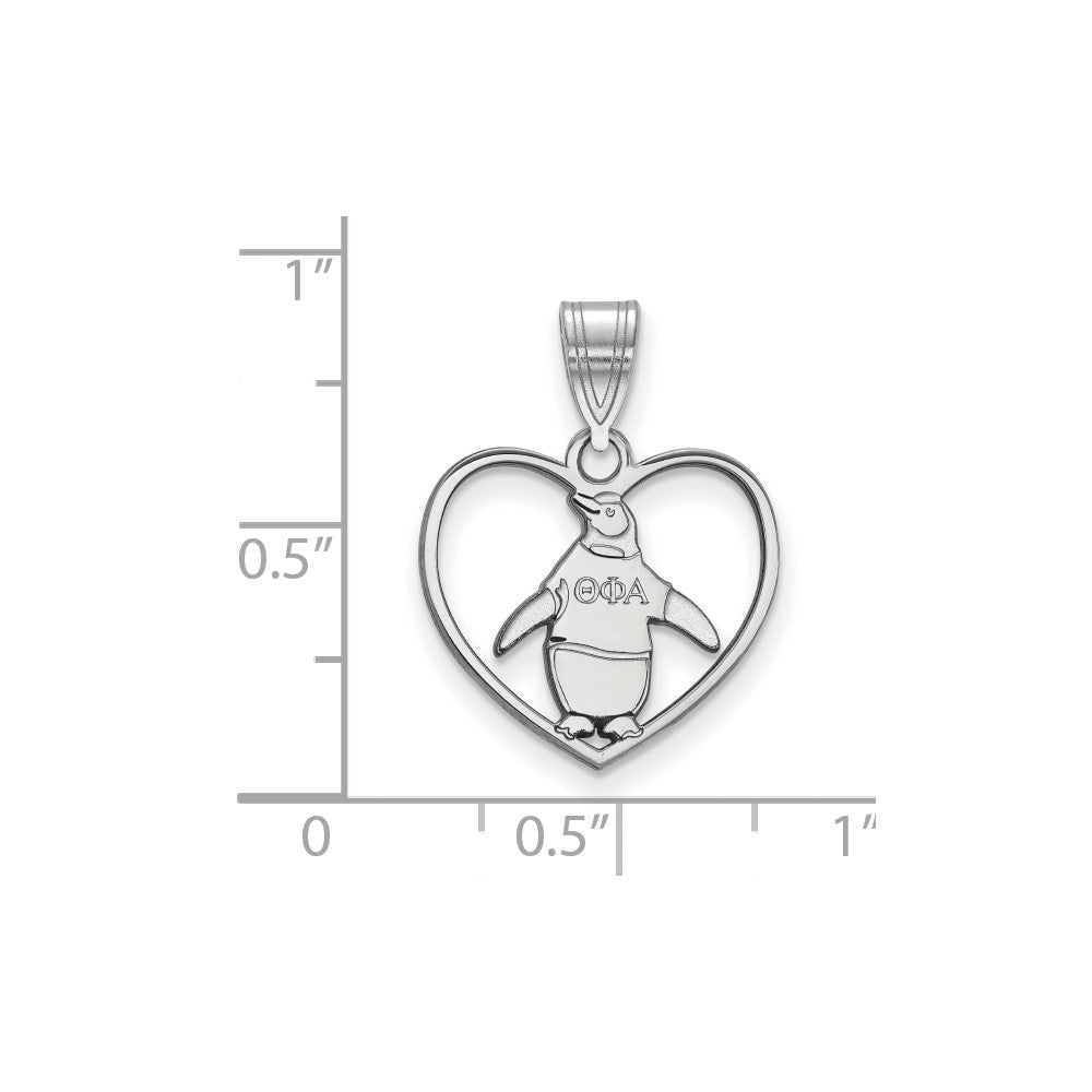 Sterlingsilber Rhodiniert Logoart Theta Phi Alpha Sorority Symbol Herz Anhänger