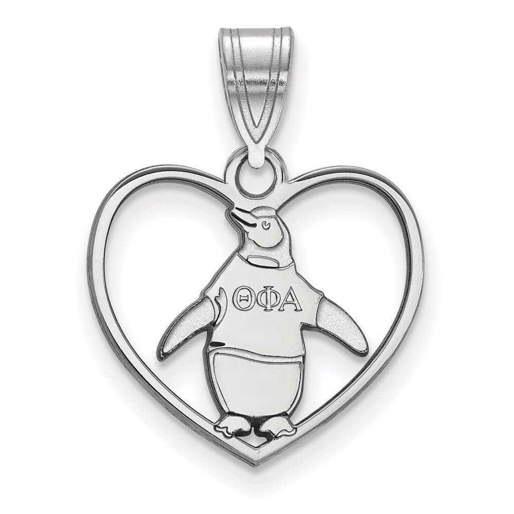 Sterlingsilber Rhodiniert Logoart Theta Phi Alpha Sorority Symbol Herz Anhänger