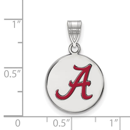 Sterlingsilber Rhodiniert Logoart University Of Alabama Buchstabe A Mittel Emailliert Plättchen Anhänger