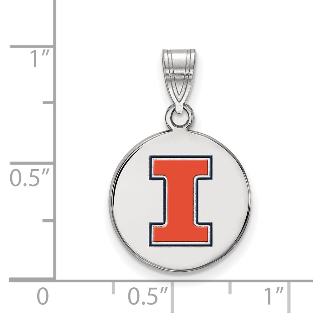 Sterlingsilber Rhodiniert Logoart University Of Illinois Buchstabe I Mittel Emailliert Plättchen Anhänger