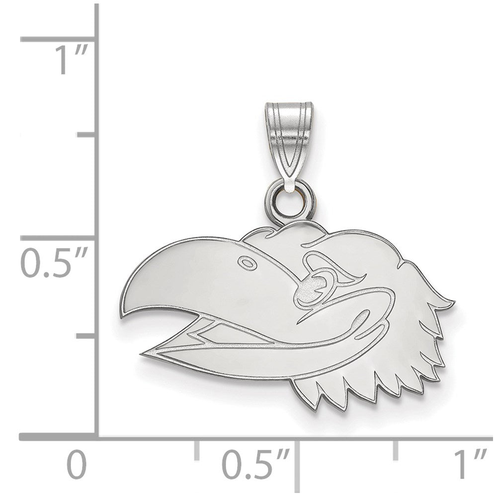Sterlingsilber Rhodiniert Logoart University Of Kansas Jayhawk Klein Anhänger
