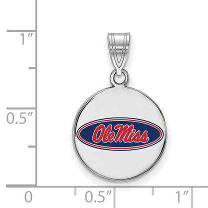 Sterlingsilber Ss University Of Mississippi Mittel Emaille Plättchen Anhänger
