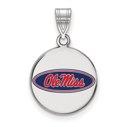 Sterlingsilber Ss University Of Mississippi Mittel Emaille Plättchen Anhänger