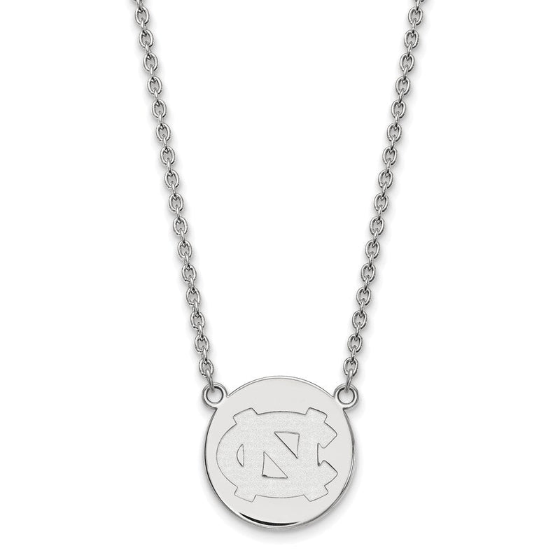 Sterlingsilber Rhodiniert Logoart University Of North Carolina Groß Plättchen 18 Zoll Halskette
