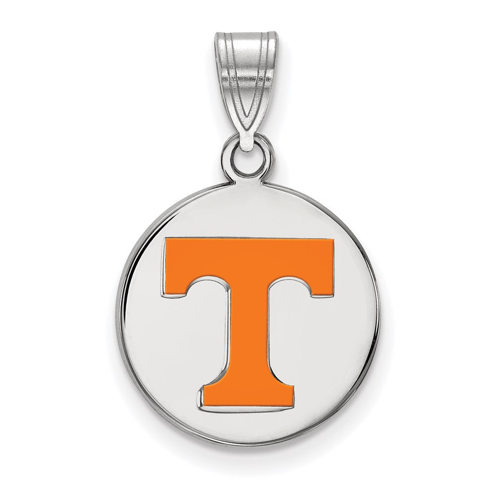 Sterlingsilber Rhodiniert Logoart University Of Tennessee Buchstabe T Mittel Emailliert Plättchen Anhänger