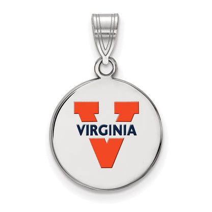 Sterlingsilber Rhodiniert Logoart University Of Virginia Mittel Emailliert Plättchen Anhänger