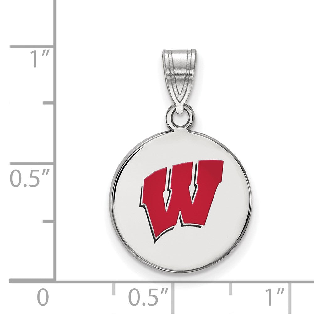 Sterlingsilber Rhodiniert Logoart University Of Wisconsin Buchstabe W Mittel Emailliert Plättchen Anhänger