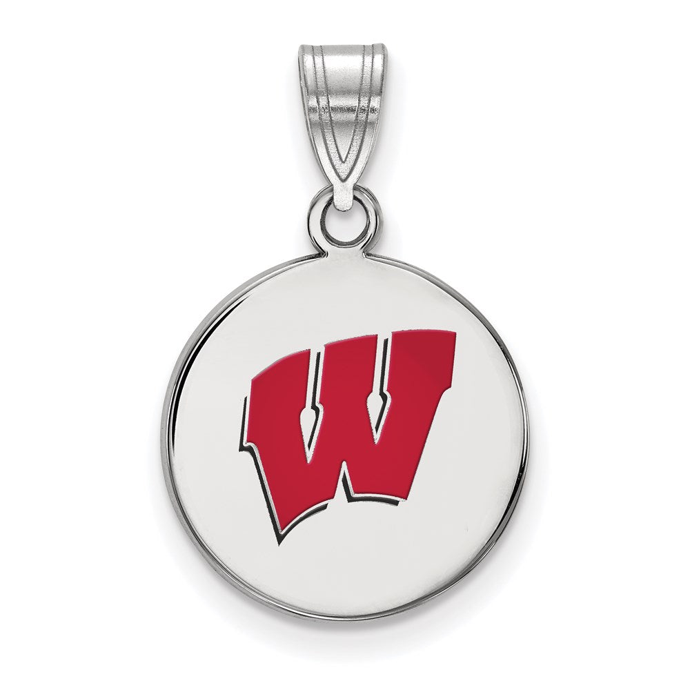 Sterlingsilber Rhodiniert Logoart University Of Wisconsin Buchstabe W Mittel Emailliert Plättchen Anhänger