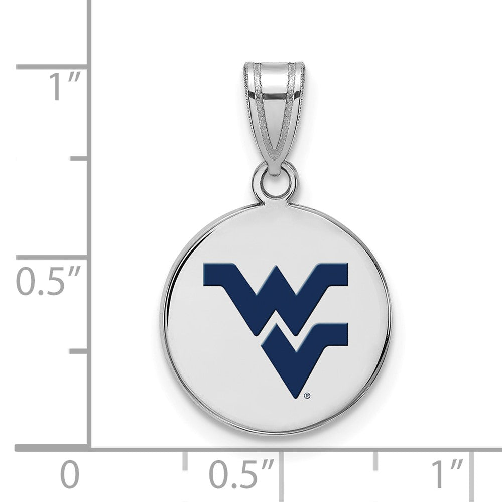 Sterlingsilber Rhodiniert Logoart West Virginia University W V Mittel Emailliert Plättchen Anhänger
