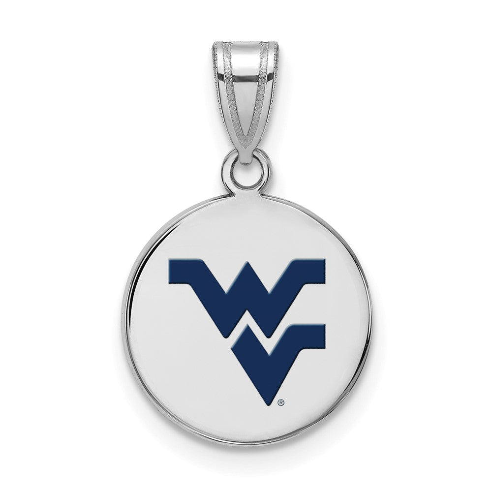 Sterlingsilber Rhodiniert Logoart West Virginia University W V Mittel Emailliert Plättchen Anhänger