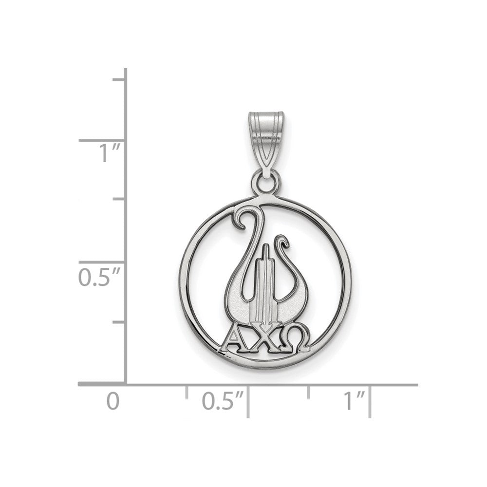 Sterlingsilber Rhodiniert Logoart Alpha Chi Omega Sorority Symbol Groß Kreis Anhänger