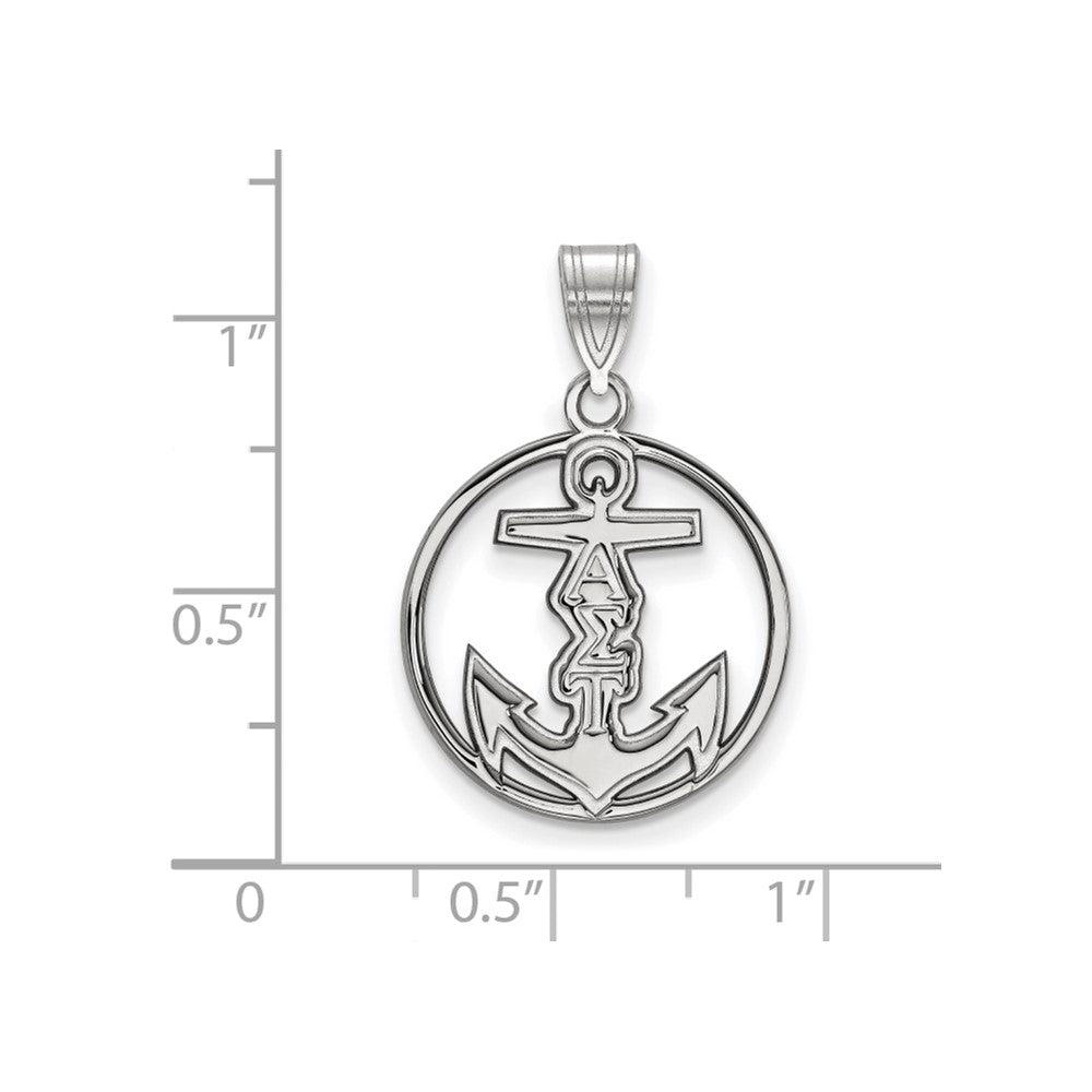 Sterlingsilber Rhodiniert Logoart Alpha Sigma Tau Sorority Symbol Mittel Kreis Anhänger