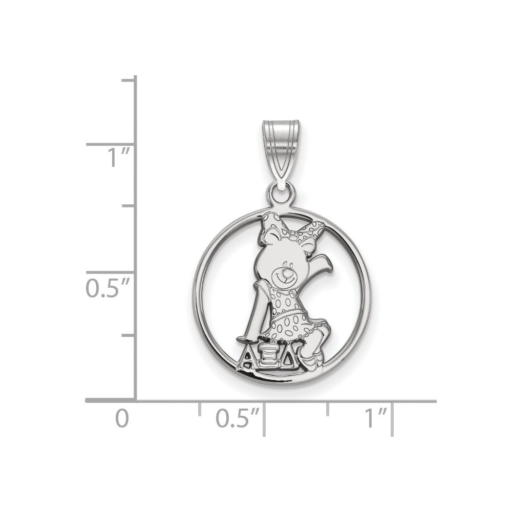 Sterlingsilber Rhodiniert Logoart Alpha Xi Delta Sorority Symbol Mittel Kreis Anhänger