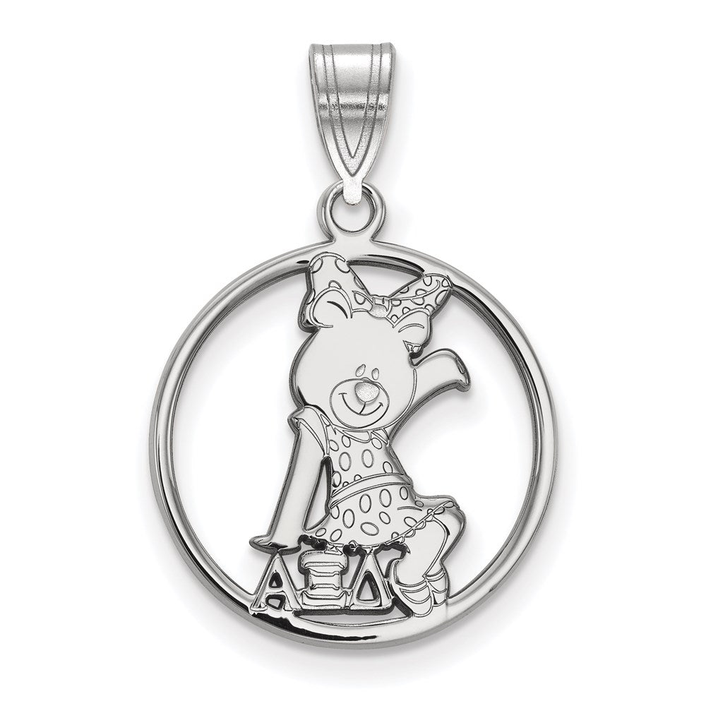 Sterlingsilber Rhodiniert Logoart Alpha Xi Delta Sorority Symbol Mittel Kreis Anhänger