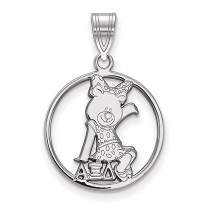 Sterlingsilber Rhodiniert Logoart Alpha Xi Delta Sorority Symbol Mittel Kreis Anhänger