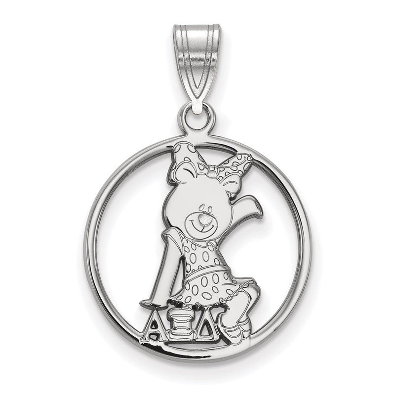 Sterlingsilber Rhodiniert Logoart Alpha Xi Delta Sorority Symbol Mittel Kreis Anhänger