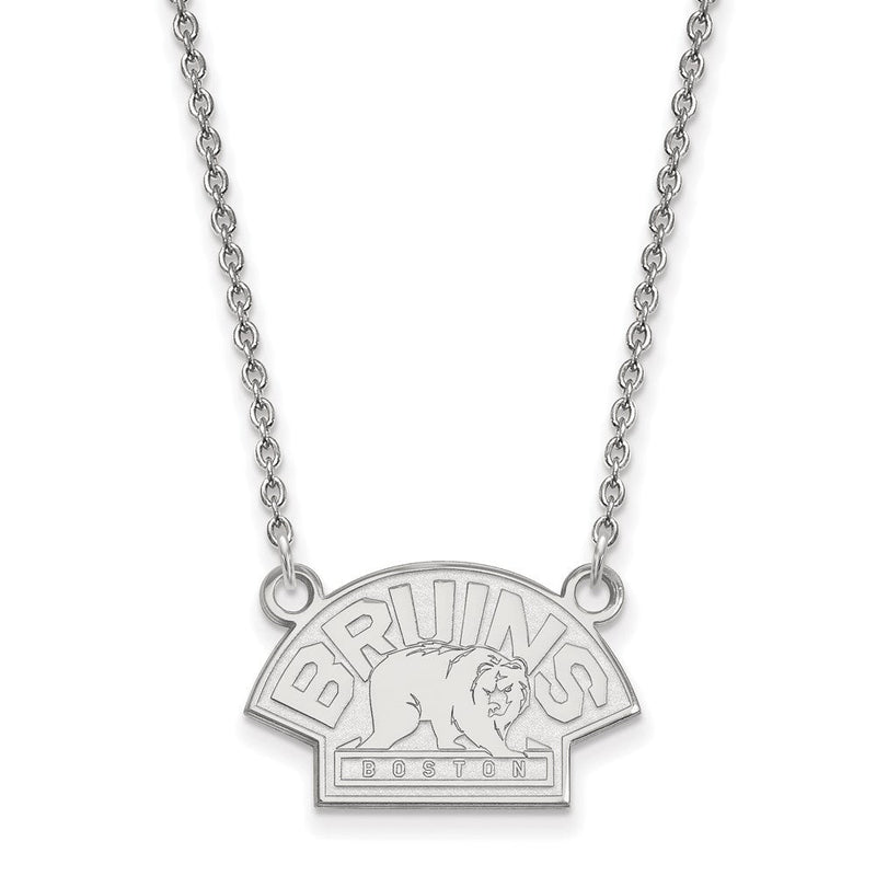 10K Weißgold Nhl Logoart Boston Bruins Klein Anhänger 18 Zoll Halskette