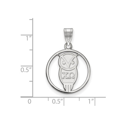 Sterlingsilber Rhodiniert Logoart Chi Omega Sorority Symbol Mittel Kreis Anhänger