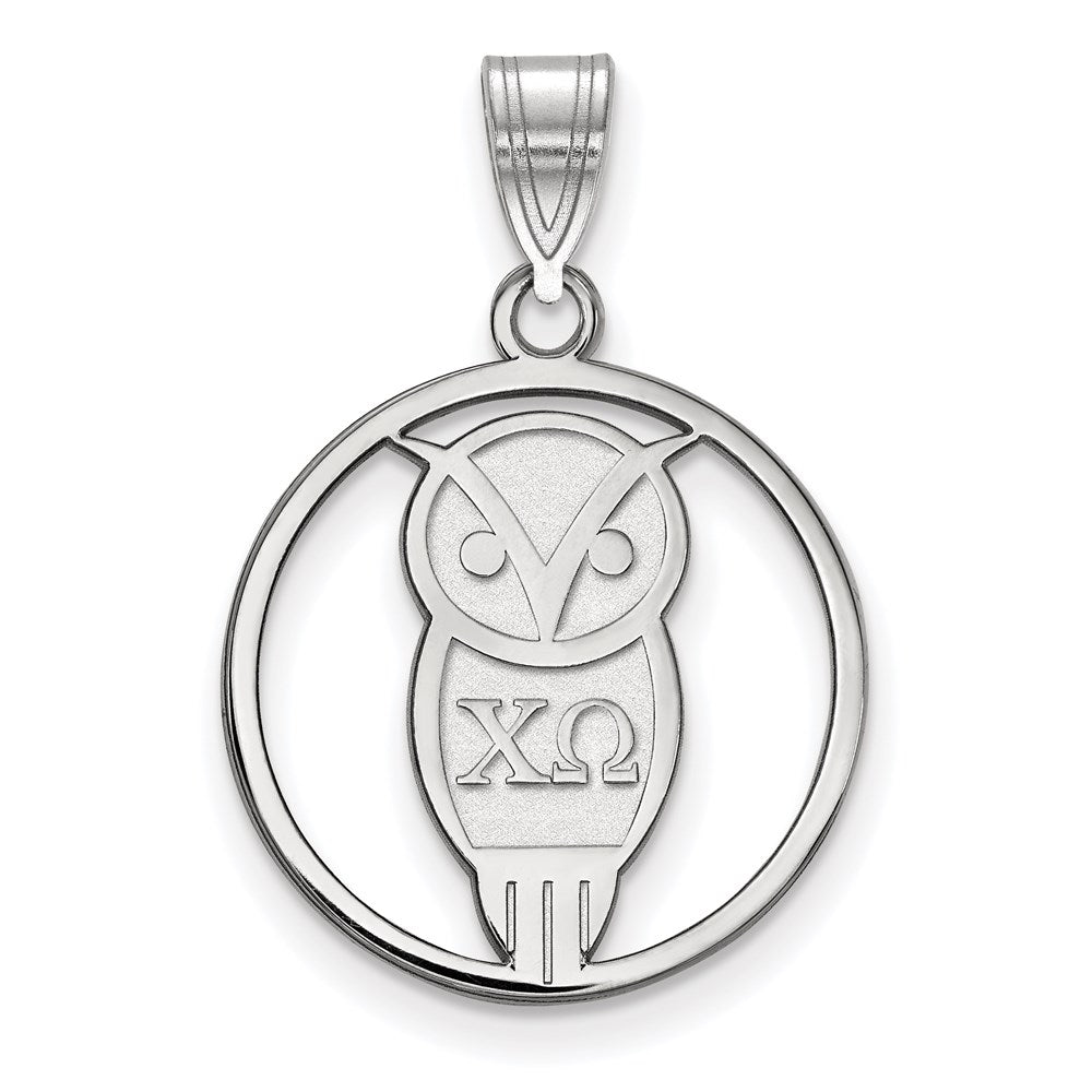 Sterlingsilber Rhodiniert Logoart Chi Omega Sorority Symbol Mittel Kreis Anhänger