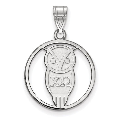 Sterlingsilber Rhodiniert Logoart Chi Omega Sorority Symbol Mittel Kreis Anhänger