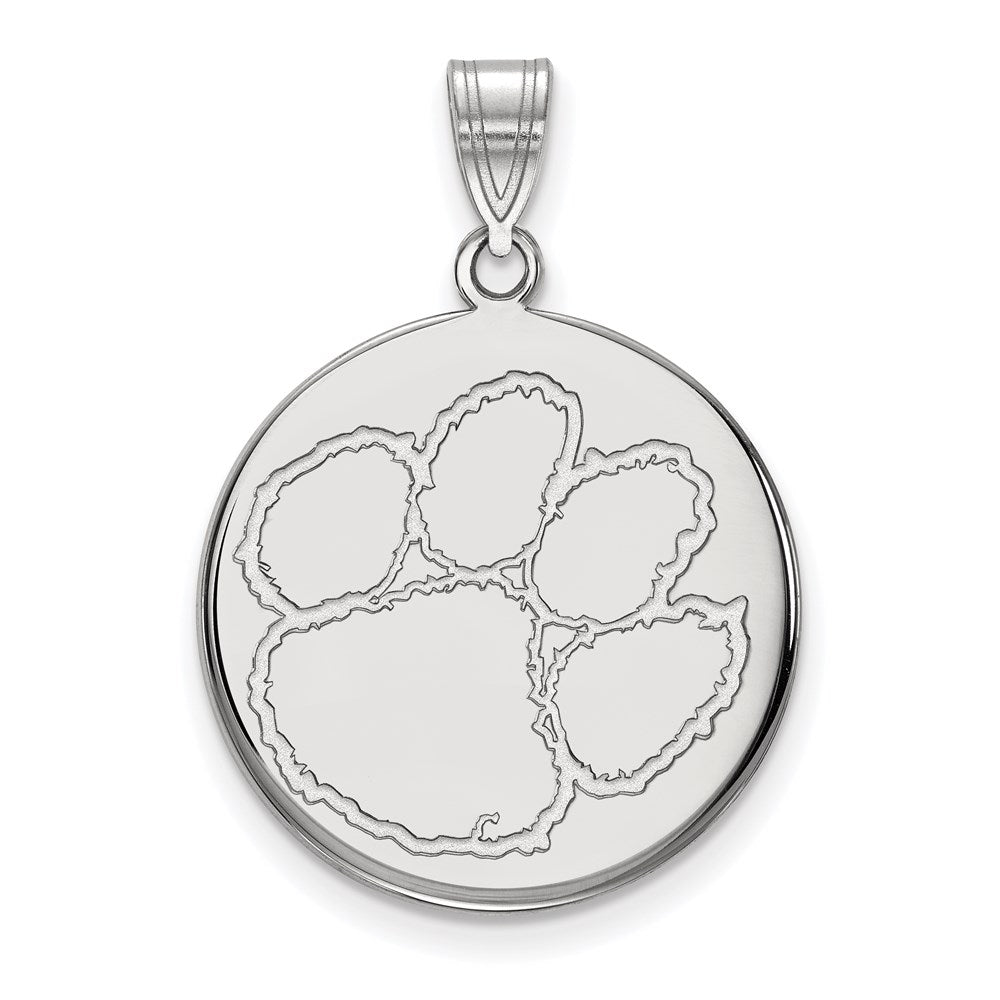 10K Weißgold Logoart Clemson University Tiger Paw Groß Plättchen Anhänger