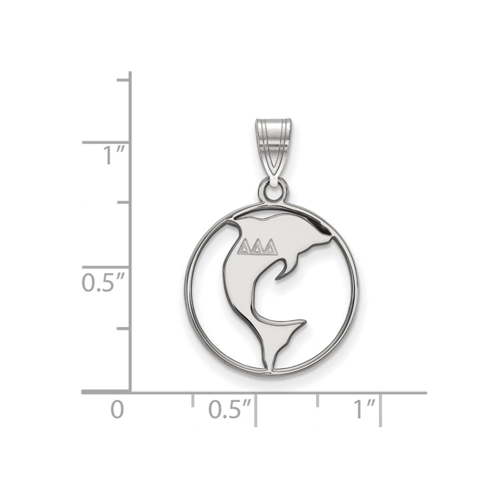 Sterlingsilber Rhodiniert Logoart Delta Sorority Symbol Mittel Kreis Anhänger