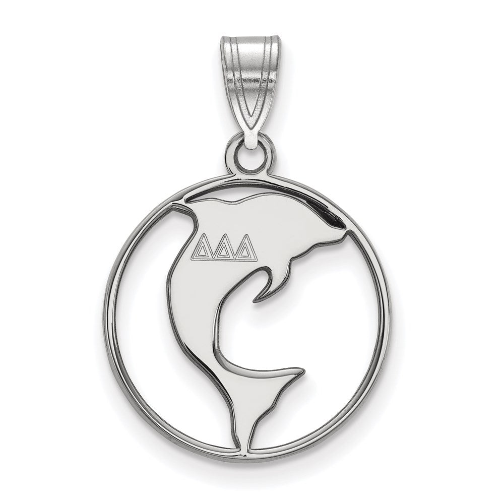 Sterlingsilber Rhodiniert Logoart Delta Sorority Symbol Mittel Kreis Anhänger