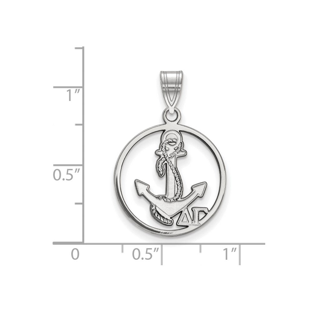 Sterlingsilber Rhodiniert Logoart Delta Gamma Sorority Symbol Mittel Kreis Anhänger