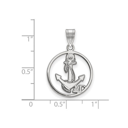 Sterlingsilber Rhodiniert Logoart Delta Gamma Sorority Symbol Mittel Kreis Anhänger