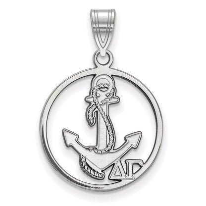 Sterlingsilber Rhodiniert Logoart Delta Gamma Sorority Symbol Mittel Kreis Anhänger