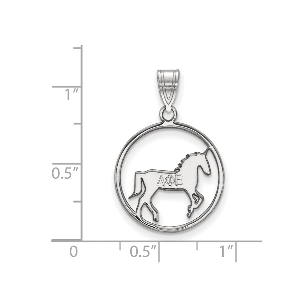 Sterlingsilber Rhodiniert Logoart Delta Phi Epsilon Sorority Symbol Mittel Kreis Anhänger