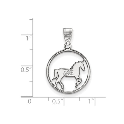 Sterlingsilber Rhodiniert Logoart Delta Phi Epsilon Sorority Symbol Mittel Kreis Anhänger