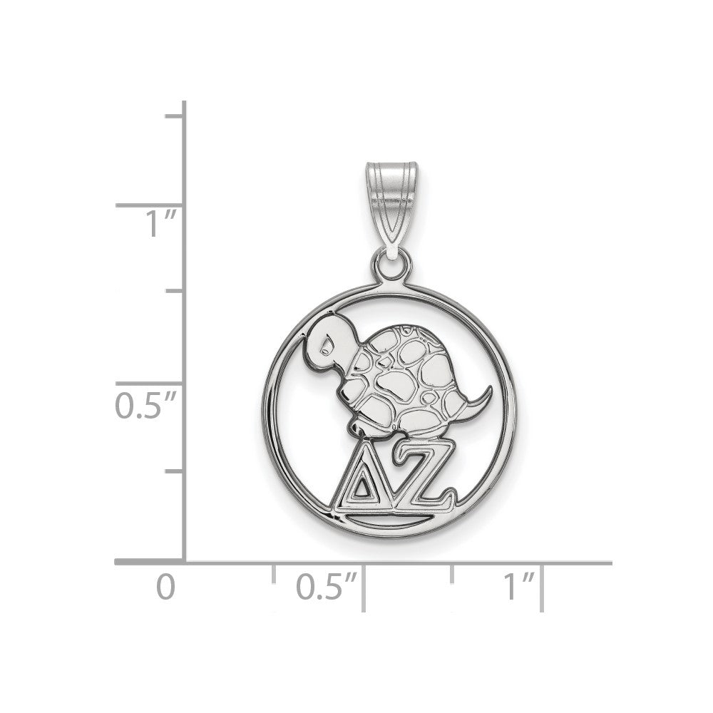 Sterlingsilber Rhodiniert Logoart Delta Zeta Sorority Symbol Mittel Kreis Anhänger