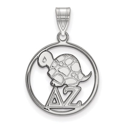 Sterlingsilber Rhodiniert Logoart Delta Zeta Sorority Symbol Mittel Kreis Anhänger