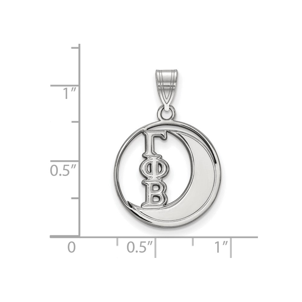 Sterlingsilber Rhodiniert Logoart Gamma Phi Beta Sorority Symbol Mittel Kreis Anhänger