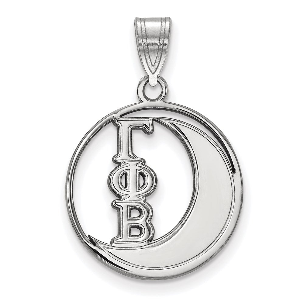 Sterlingsilber Rhodiniert Logoart Gamma Phi Beta Sorority Symbol Mittel Kreis Anhänger