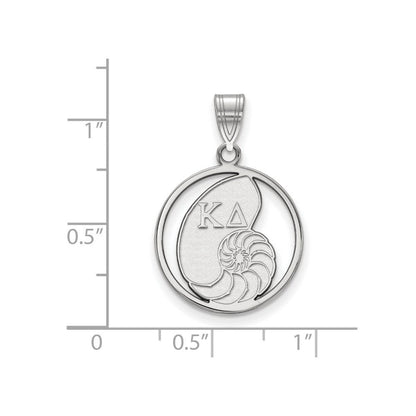 Sterlingsilber Rhodiniert Logoart Kappa Delta Sorority Symbol Mittel Kreis Anhänger