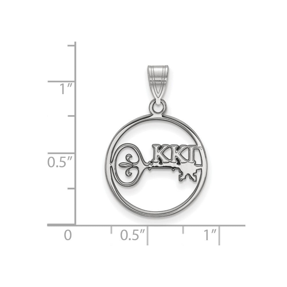 Sterlingsilber Rhodiniert Logoart Kappa Gamma Sorority Symbol Mittel Kreis Anhänger