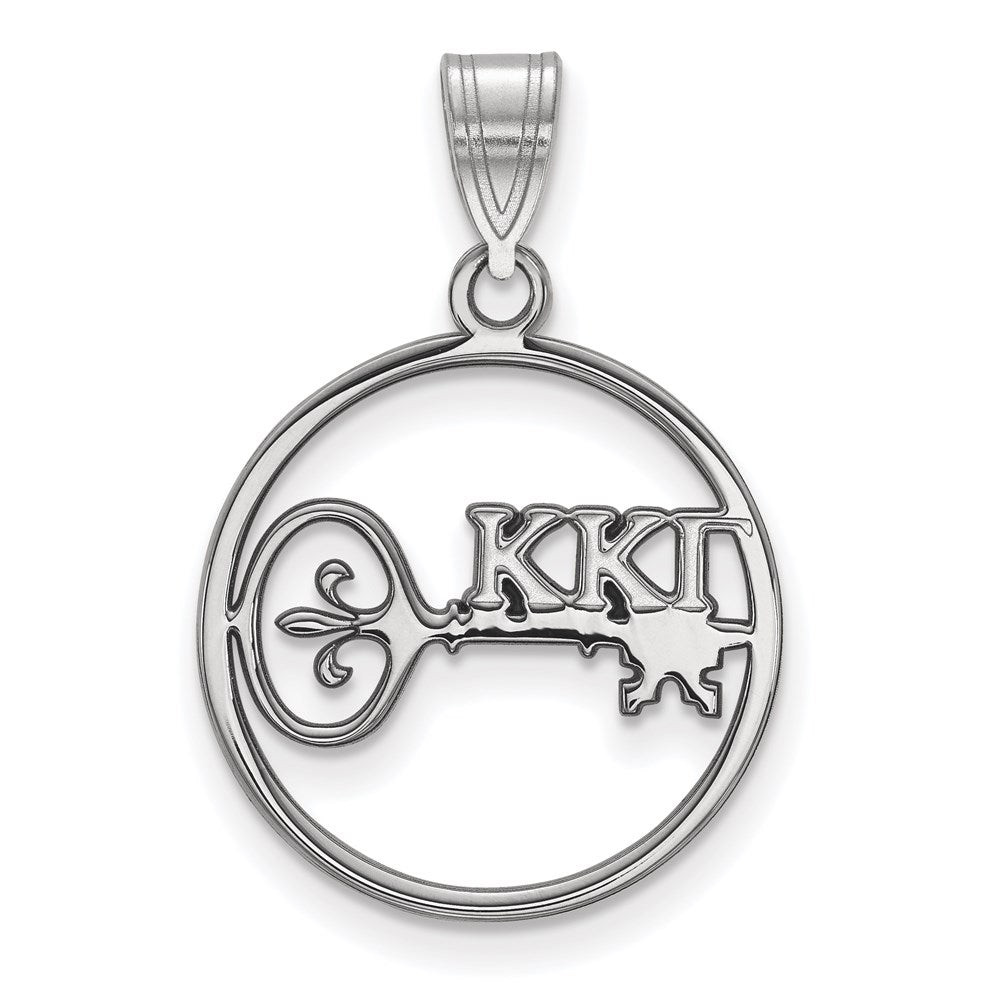 Sterlingsilber Rhodiniert Logoart Kappa Gamma Sorority Symbol Mittel Kreis Anhänger