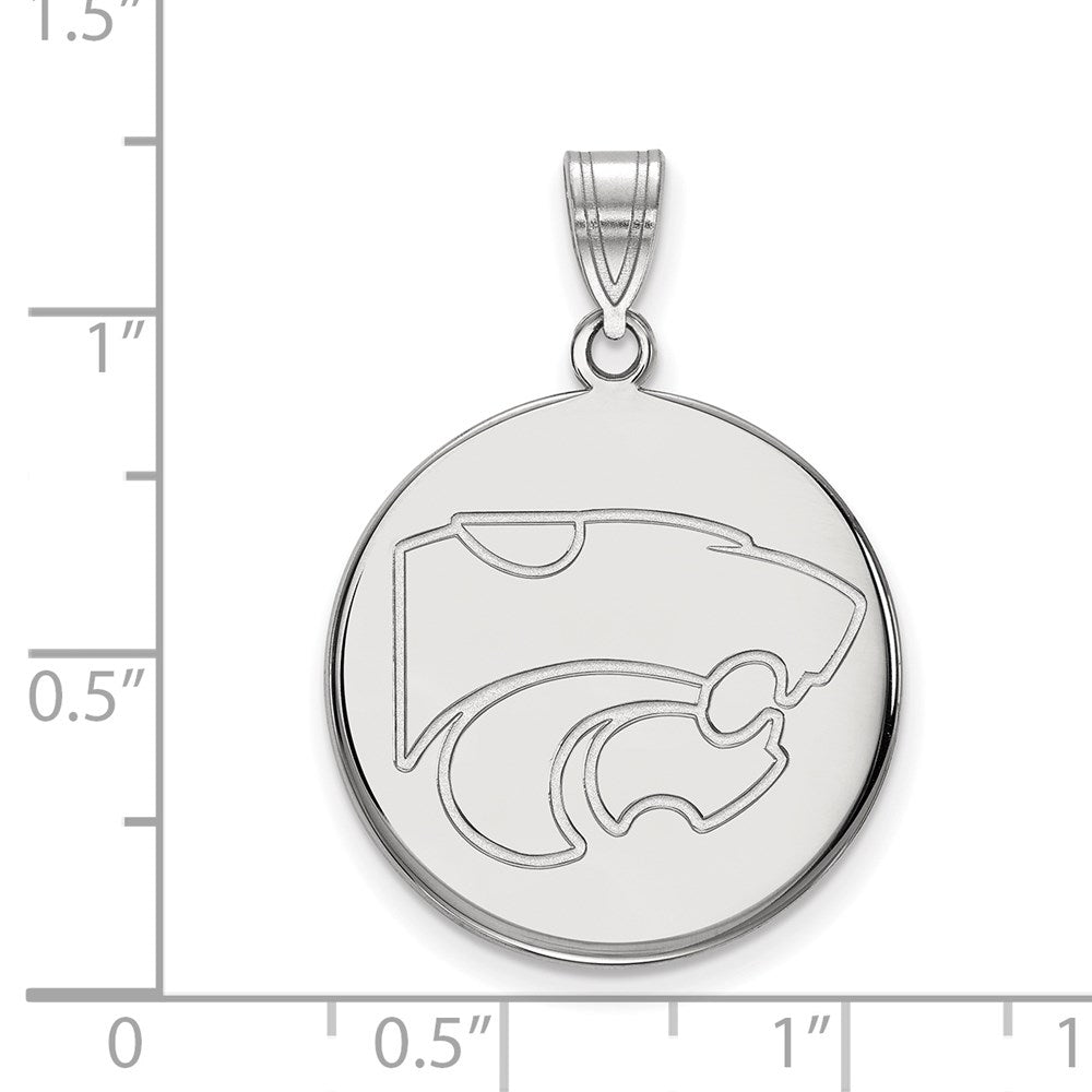 Sterlingsilber Rhodiniert Logoart Kansas State University Wildkatze Groß Plättchen Anhänger