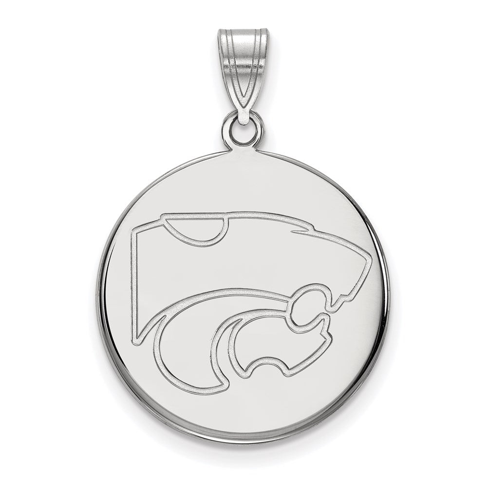 Sterlingsilber Rhodiniert Logoart Kansas State University Wildkatze Groß Plättchen Anhänger