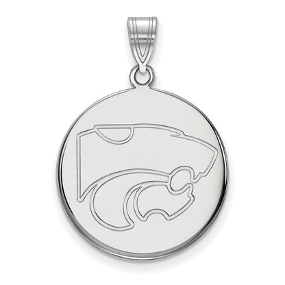 Sterlingsilber Rhodiniert Logoart Kansas State University Wildkatze Groß Plättchen Anhänger